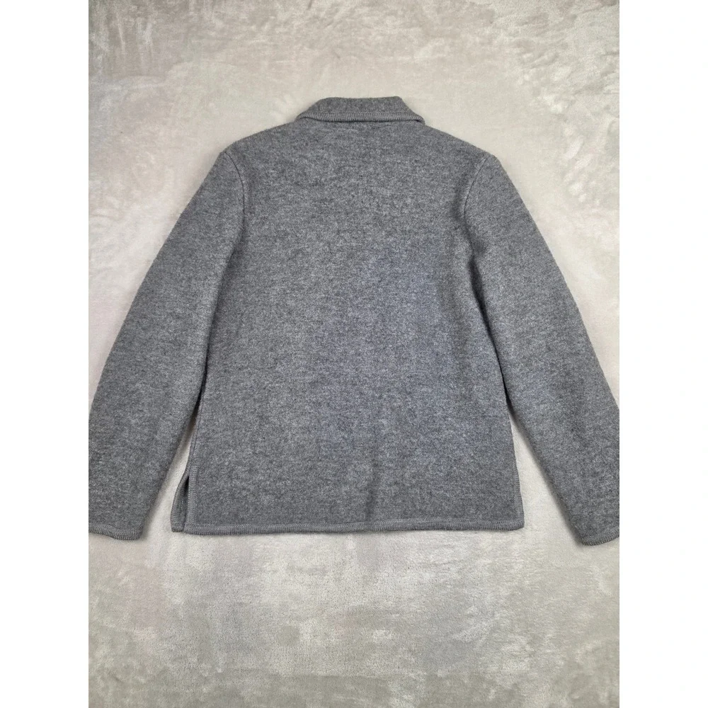 Talbots Cardigan Sweater Women M Gray 100% Wool Button Front Pocket Jacket Read